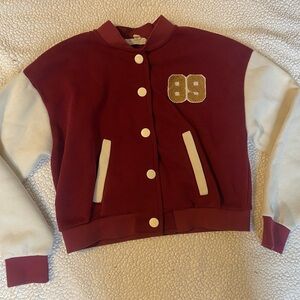Pink Republic Maroon and Cream Varsity Jacket
